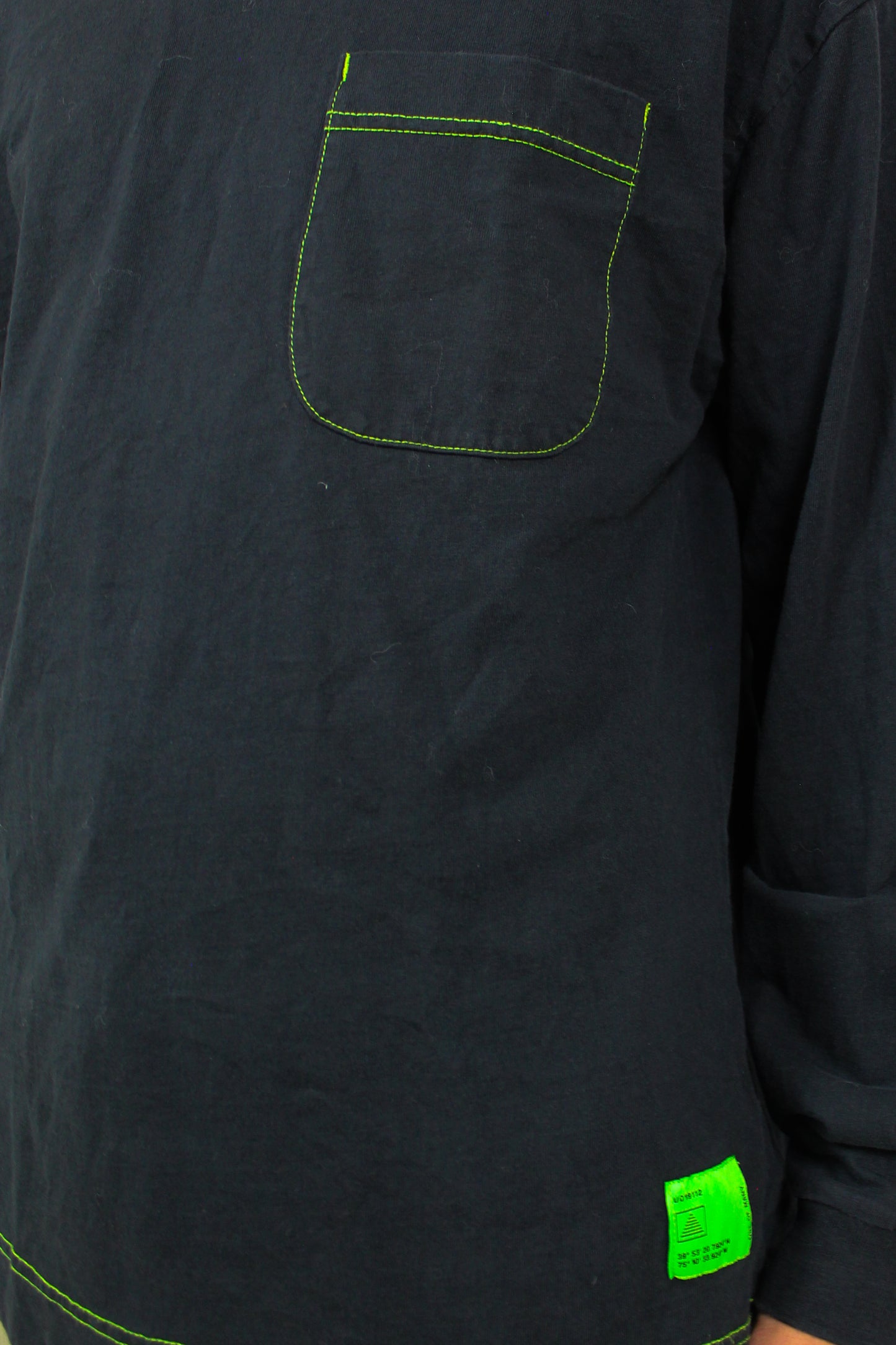 Black Long Sleeve with Green Stitching