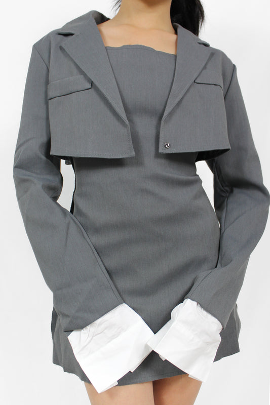 Grey Blazer and Dress Set