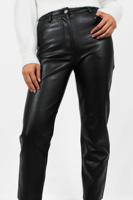 Melina Black Leather Pants