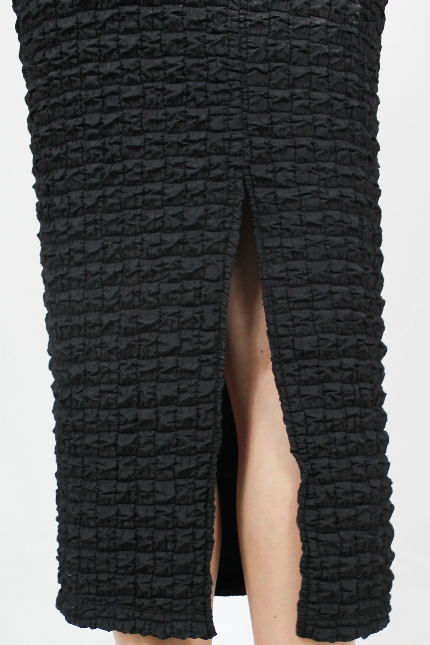 Black Puffer Midi Skirt